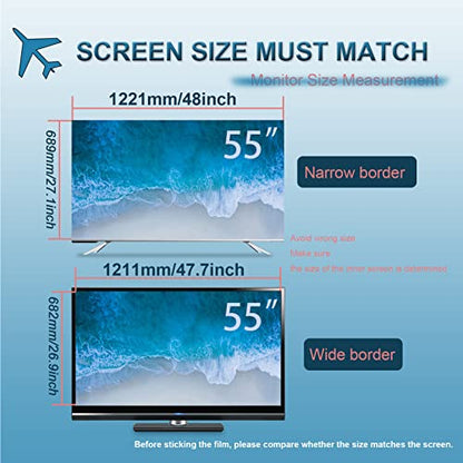 55 Inch Matte Anti-Glare TV Screen Protector, Dustproof Anti Scratch Anti Blue Light Film, Dust-Proof, Reduce Eye Fatigue Anti-Myopia,55"(1221 * 689mm)