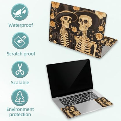 Universal Laptop Skin Decal, 3-Piece Vinyl Protector for 12 13 14 15.6" Notebook, Waterproof Anti-Scratch, Easy Trim & Bubble-Free Finish, Skeleton Couple in Love - color: Skeleton Couple in Love