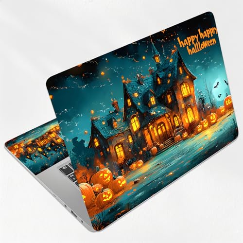 Halloween Town Glow Universal Laptop Skin Sticker 3PCS, Protective Decal Trim-to-Fit 11.6" 13.3" 14" 15.6" Laptop Vinyl Cover, Removable Anti-Scratch Computer Decal Protector - color: Halloween Town Glow