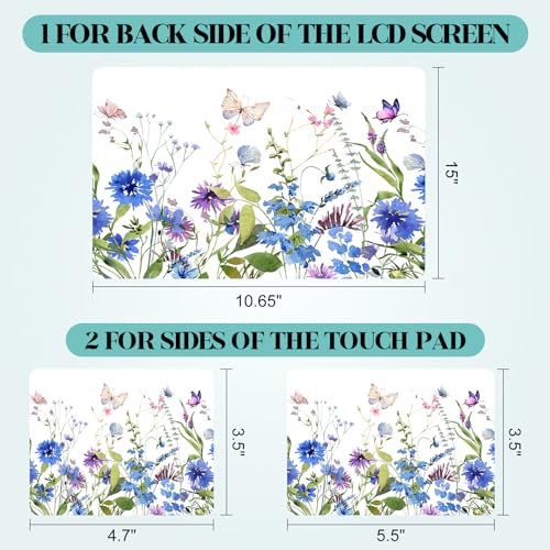 Laptop Skin Sticker Decal, 12" 13" 13.3" 14" 15" 15.4" 15.6 inch Universal Vinyl Notebook Skin Sticker Cover Art Protector Decal with Free 2 Wrist Pads, Beautiful Floral White - color: Beautiful Floral White