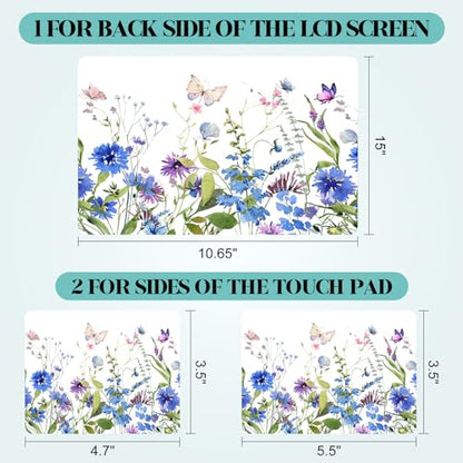 Laptop Skin Sticker Decal, 12" 13" 13.3" 14" 15" 15.4" 15.6 inch Universal Vinyl Notebook Skin Sticker Cover Art Protector Decal with Free 2 Wrist Pads, Beautiful Floral White - color: Beautiful Floral White