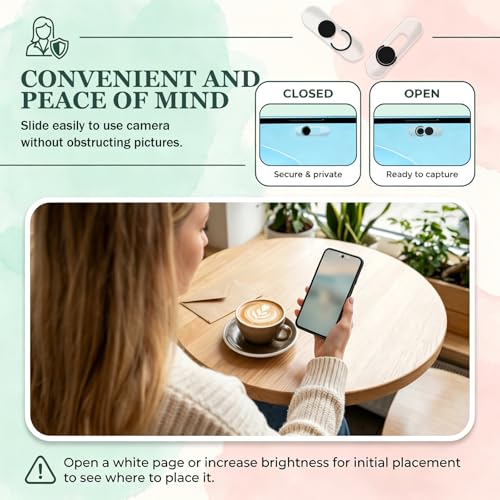 3 Pcs Front Camera Cover for Phone Ipad, Webcam Blocker for Cell Front Camera Covers, Privacy Slider Protects Your Phone Security Black