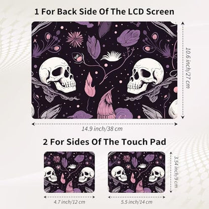 Laptop Skin Sticker 3-Piece Set,Raven Skulls | Trim-to-fit 3-piece vinyl set with one 15 x 10.6 in lid skin and two palm-rest decals for many 12-15.6 in laptops - color: Raven Skulls