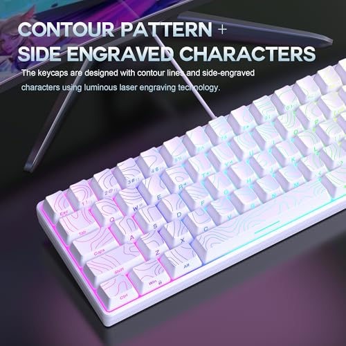 Snpurdiri 65% Wired Gaming Keyboard, 68 Keys RGB Backlit Ultra-Compact Small Gaming Keyboard, for PC/Mac Gamer, Typist, Travel, Easy to Carry on Business Trip White - color: white