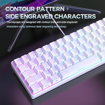 Snpurdiri 65% Wired Gaming Keyboard, 68 Keys RGB Backlit Ultra-Compact Small Gaming Keyboard, for PC/Mac Gamer, Typist, Travel, Easy to Carry on Business Trip White - color: white