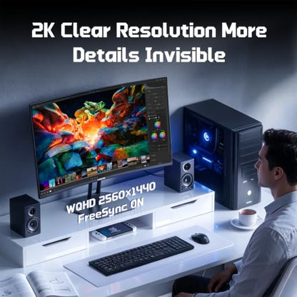 Hikers 27 Inch Curved Monitor 170Hz 144Hz, 2K 1440P Computer Gaming Monitor with HDMI 2.1×2 DP 1.4×1, AI CrossHair Fast VA 4000:1 Contrast, for FPS Games and Work (G27H1Q, Includes One HDMI 2.1 Cable) - size: 27 inch