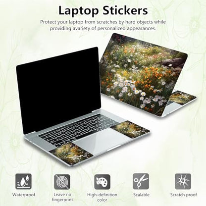 Laptop Skin Sticker Decal, Universal Reusable Vinyl Laptop Cover for 12" 13" 13.3" 14" 15" 15.4" 15.6" Notebook PC, Reusable Waterproof Scratch-Resistant with 2 Wrist Pads,Art Wildflower - color: Art Wildflower