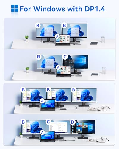 USB C Docking Station Dual Monitor for Laptop, LIONWEI 14-in-1 USB-C Hub with Triple Display, 2 HDMI + VGA, Ethernet, 6 USB A/C 3.0/2.0, PD, SD/TF, Audio, USBC Dock for Surface/HP/Dell/Lenovo/MacBook - color: 2 HDMI+VGA+ethernet