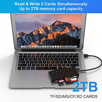 USB3.0 Multi SD Card Reader, SD/TF/Micro SD/CF/MS/XD 7-in-1 5Gbps High Speed Memory Card Reader for SDXC SDHC TF Micro SD CF MS MMC Card, Sony Memory Stick Pro Duo Adapter Read 5 Cards Simultaneously - color: USB3.0 Multi Card Reader
