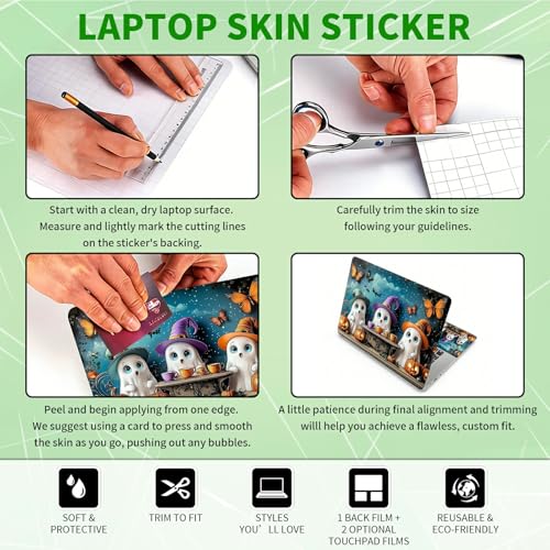 Laptop Skin Sticker Decal, Universal Protective Cover Fit 12 13 14 15.6 Inch Notebook, Reusable Water-Resistant Vinyl Decal w/ 2 Wrist Pads for Business Travel Office, Butterfly White Fairy - color: Butterfly White Fairy