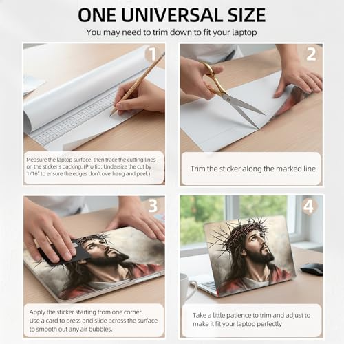 Christ Crown of Thorns Universal Laptop Skin Sticker 3PCS, Protective Decal Trim-to-Fit 11.6" 13.3" 14" 15.6" Laptop Vinyl Cover, Removable Anti-Scratch Computer Decal Protector - color: Christ Crown of Thorns