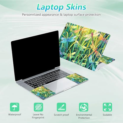 Laptop Skin Sticker Decal 12"-15.6" Universal Laptop/Notebook/Netbook Vinyl - Waterproof Scratch Resistant,Fits HP Dell Lenovo MacBook,2 Free Wrist Pads,Easy Apply & Remove,Dragonfly Thicket - color: Dragonfly Thicket