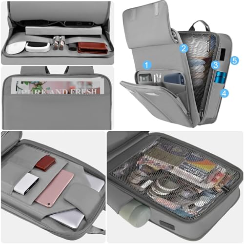Slim & Expandable Laptop Backpack 15.6 16 17 inch Travel Business Backpack Water-Resistant Daypack for Men and Women，Grey - color: G01y01