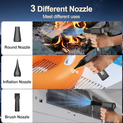 Compressed Air Duster, 180000RPM Powerful Cordless Electric Air Duster with Brushless Motor and LED Light, Rechargeable Stepless Speed Regulation Dust Blower for PC, Keyboard, House, Car and Outdoor