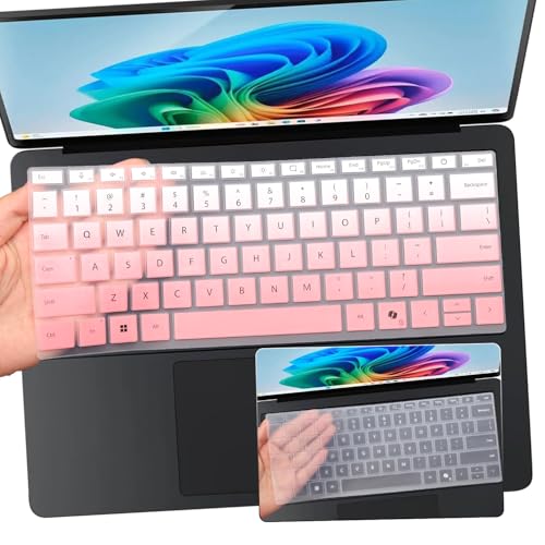 2 PCS Keyboard Cover for 2025 2024 Microsoft Surface Laptop 7(7th Edition Copilot+ PC) 13.8 & 15 inch US Layout Keyboard Skin-OPink+Clear - color: OPink+Clear
