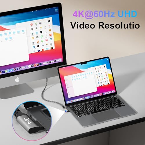 1FT USB C Cable 90 Degree, USB C 3.1 Gen 2 Cable, 4K Monitor Video Output, 10Gbps High Speed Data Transfer, 100W Fast Charging, Compatible with iPhone 17, MacBook, Dell XPS, CarPlay, Portable Monitor - size: 1FT