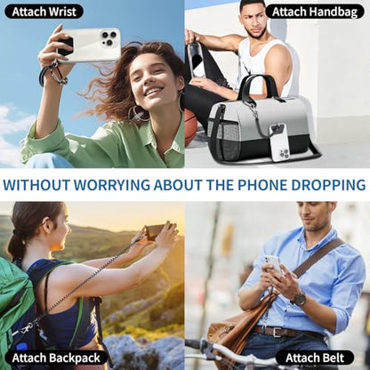 Doormoon Phone Lanyard Tether with 4 Patch, Cell Phone Lanyard with 2* Phone Tether, 4* Patch for Outdoor Hiking Climbing - color: Black - 2 Pack