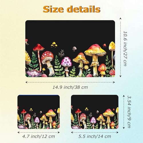 Universal Laptop Skin Sticker with 2 Wrist Pad Decals, 3-Piece Removable Vinyl Laptop Cover, Color Mushrooms Waterproof Anti-Scratch, Easy-Trim Fit for 13.3" 14" 15.6" Laptops - color: Color Mushrooms