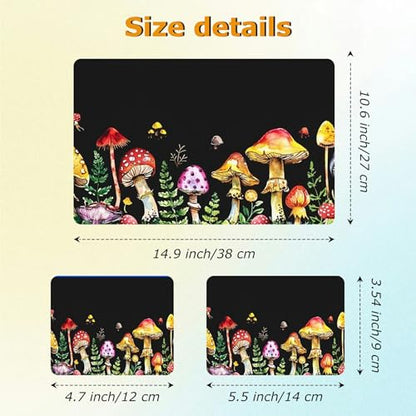 Universal Laptop Skin Sticker with 2 Wrist Pad Decals, 3-Piece Removable Vinyl Laptop Cover, Color Mushrooms Waterproof Anti-Scratch, Easy-Trim Fit for 13.3" 14" 15.6" Laptops - color: Color Mushrooms