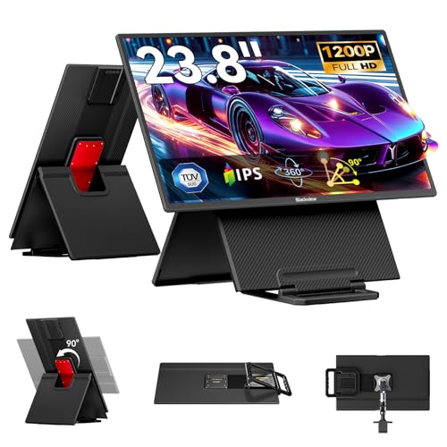 Blackview 24" Large Portable Monitor,1080P FHD 100Hz IPS Laptop Monitor Extender with Rotating Stand & VESA, Built-in Speakers, Portable Second Screen with USB-C HDMI for Work Gaming Office Home - size: 24"