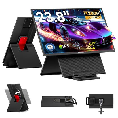 Blackview 24" Large Portable Monitor,1080P FHD 100Hz IPS Laptop Monitor Extender with Rotating Stand & VESA, Built-in Speakers, Portable Second Screen with USB-C HDMI for Work Gaming Office Home - size: 24"