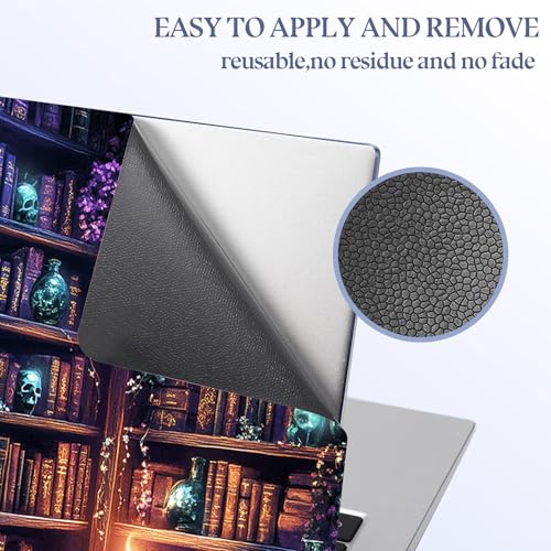 Universal Laptop Skin Sticker Decal,15.6 Inch Laptop Vinyl Cover for 13" 14" 15.6" Laptop,Scratch-Resistant Waterproof Protector Wrap,Reusable with Wrist Pads,Magic Library with kulls - color: Magic Library with kulls