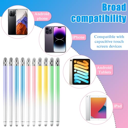Bopomofo 10PCS Stylus Pen for Touchscreen,High Sensitivity & Precision | Metal Barrel,Fiber Tip,No Charging,Compatible with iPhone iPad Android Microsoft Surface Nintendo Switch Touch Screen - color: W-Purple/Pink/Blue/Green/Yellow