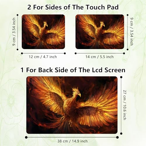 Laptop Skin Sticker Decal, Universal Reusable Vinyl Laptop Cover for 12" 13" 13.3" 14" 15" 15.4" 15.6" Notebook PC, Waterproof Scratch-Resistant with 2 Wrist Pads, Easy to Apply & Remove,Cool Phoenix - color: Cool Phoenix