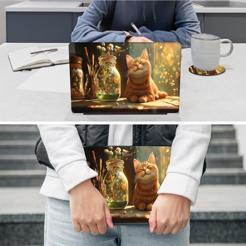 Laptop Skin Sticker Decal 12"-15.6" Universal Laptop/Notebook/Netbook Vinyl - Waterproof Scratch Resistant,Fits HP Dell Lenovo MacBook,2 Free Wrist Pads,Easy Apply & Remove,Cute Cat Sunshine - color: Cute Cat Sunshine