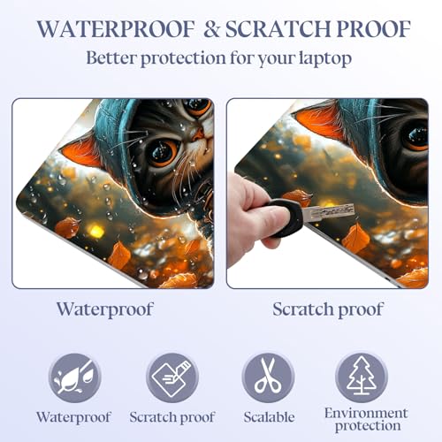Universal Laptop Skin Sticker Decal, 15.6 Inch Laptop Vinyl Cover for 13" 14" 15.6" Laptop, Waterproof Scratch-Resistant Protector Wrap, Reusable with Wrist Pads,Hooded Lantern Cat - color: Hooded Lantern Cat