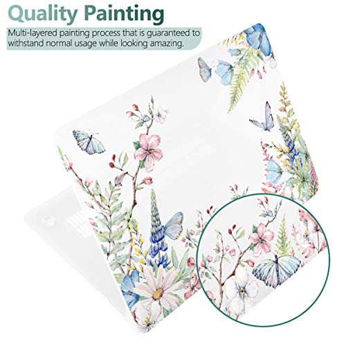 Batianda LumiArt Case for MacBook Air 13 inch 2018-2020, Elegant Flowers | Fits Model A2337 M1/A2179/A1932, 4-in-1 Bundle with Butterfly Floral Design, Slim Hard Shell for Women and Garden Lovers - color: Elegant Flowers
