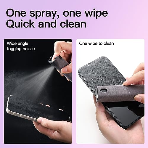 2 Pcs Screen Cleaner Kit, 3-in-1 Touchscreen Mist Cleaner Spray Bottle Tool & Microfiber Cloth for Phone/Laptop/Tablet/TV/Monitor/Car Screens(Grey) - color: 2 Pcs-Grey