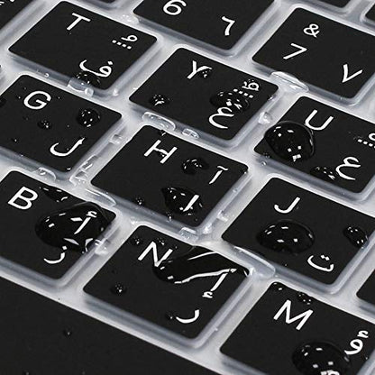 ProElife Keyboard Cover with Touch ID for MacBook Air 13-in A2337, Arabic | Black, U.S Layout, Non-interference Design for ID Key, Dust-proof, Silicone Protective Skin, Custom Fit, Washable & Reusable - color: Black-Arabic