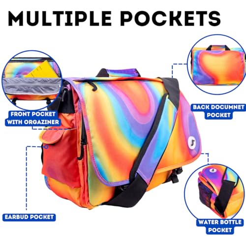 J World New York Thomas Laptop Messenger Bag for Women & Men. Kids Computer Bookbag - color: Heat