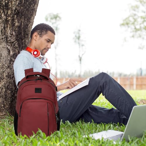 Goloni 15.6 Travel Laptop Backpack with USB Charging Port, Men Man Women Back Pack,Work,Casual College,High Schol Book Bag for Teens Lightweight Waterproof Casual Notebook Bag,Red - color: Red