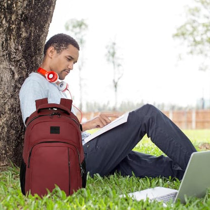 Goloni 15.6 Travel Laptop Backpack with USB Charging Port, Men Man Women Back Pack,Work,Casual College,High Schol Book Bag for Teens Lightweight Waterproof Casual Notebook Bag,Red - color: Red