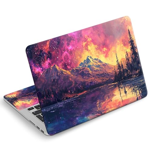 Universal Laptop Skin Sticker Decal, Compatible with MacBook HP Dell Lenovo 12"-15.6", Reusable Vinyl Notebook Cover 3PCS Set, High-Recognition Film-Galaxy Mountains with Lake - color: Galaxy mountains with lake