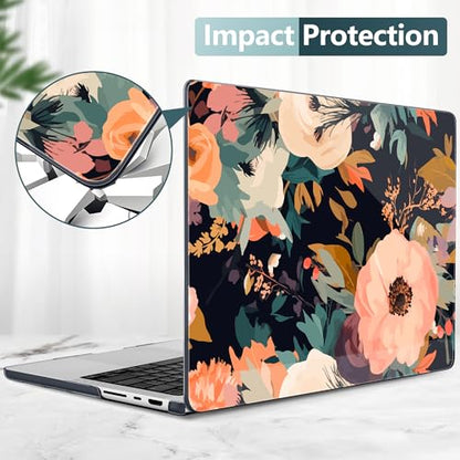 TWOLSKOO Compatible with MacBook Pro 14 inch Case M5 2026 2025-2021 Release M4 M3 M2 M1 Pro/Max Chip, Plastic Hard Shell & Keyboard Cover & USB C to USB Adapter & Screen Film, Bright Abstract Flower - color: Bright Abstract Flower
