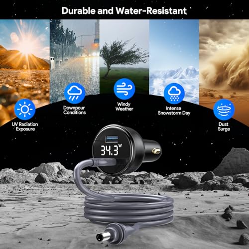 QUIDDITY Starlink Mini Car Adapter, Starlink Mini Car Charger, 12V-24V Cigarette Lighter Adapter with Digital Display, PD 67W + USB-A 30W, Starlinks Mini X Waterproof Cable for Cars, Trucks, RVs 16FT - size: 16 FT