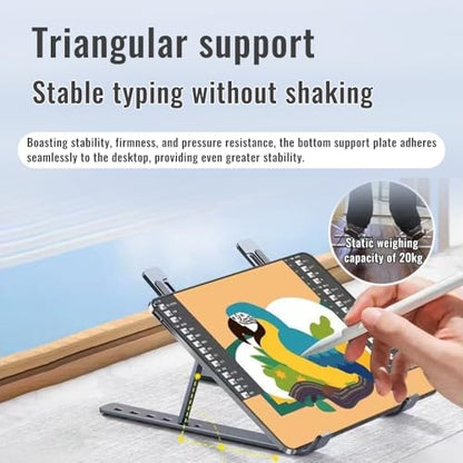 Desktop Laptop Stand, iPad Stand, Aluminum Alloy, Portable Foldable, 7Level Adjustable, Ergonomic, Suitable for Laptops Up to 18 Inches,Easily Put in Bag & use anywhere (1, Full silicone Black) - color: Full silicone Black