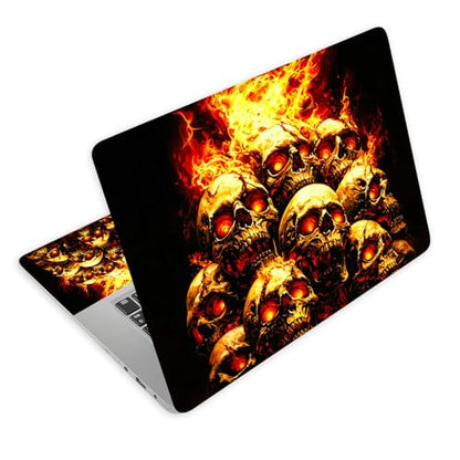 Universal Laptop Skin Decal, 3-Piece Vinyl Protector for 12 13 14 15.6" Notebook, Waterproof Anti-Scratch, Easy Trim & Bubble-Free Finish, A Pile of Skulls with Fire - color: A Pile of Skulls with Fire