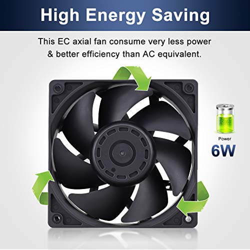 Wathai EC Industrial Case Fan 120mm x 38mm AC 110V 120V Cooling Fan | 110V - 240V Brushless Muffin Axial Fan Dual Ball Big Airflow 116 CFM 120x120x38mm for External Electronics Cooling - style: 120x38mm