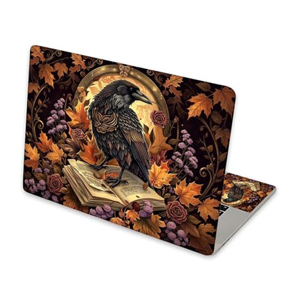 Universal Laptop Skin Sticker for 12/13/14/15.6 Inch Laptops, Reusable Vinyl Laptop Decal Cover, Waterproof Scratch Resistant Notebook Skin with 2 Wrist Pads,Crow Book - color: Crow Book