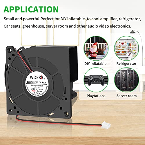 120mm × 32mm Dual Ball 12V Blower Fan Brushless Squirrel Cage Centrifugal Fan for DIY Computer Amplifier Electronics Exhaust Inflatable Projects - style: 12v 2pin