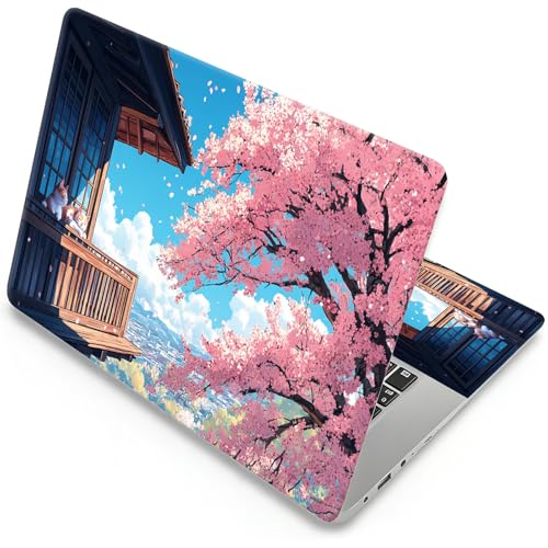 Universal Laptop Skin, DIY Cut-to-Fit Vinyl Cover Compatible with HP, Dell, Lenovo, Mac (13.3" to 15.6"), Anti-Scratch, No Residue & Bubble-Free Protective Decal Sticker, Anime Cat Cherry - color: Anime Cat Cherry