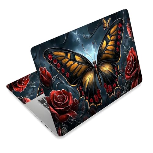 Laptop Skin Sticker Decal for 12 13 13.3 14 15 15.6 in, Universal Vinyl Waterresistant Protector Cover for Notebook PC Netbook, Computer Decor for Women Girls Gothic Butterfly - color: Gothic Butterfly