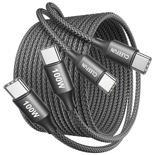 CLEEFUN USB C to USB C Cable 100W, [10ft 2-Pack] USBC to USBC Cable 100 Watts, Type C Charger Cord Fast Charging for iPhone 17 16 15 Pro Max Plus, Samsung S26 S25 S24, MacBook/iPad USB-C, Pixel - size: 10ft