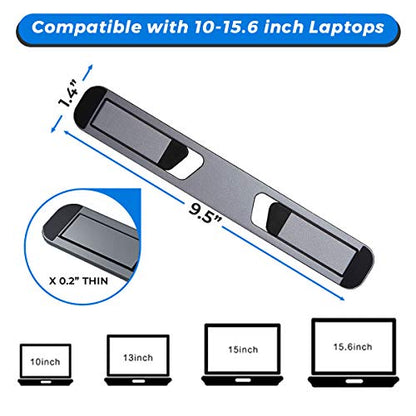 Portable Laptop Riser–Self-Adhesive Aluminum Foldable Laptop Stand | Laptop accessories for desk non skid non slid - color: Space Grey