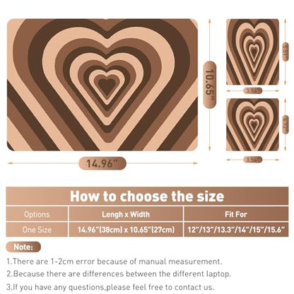 12.1-15.6 Inch Laptop Skin Decal, Universal Reusable Vinyl Cover Sticker for Notebook PC, Waterproof Art Decal Protector - Brown Hearts - color: Brown Hearts