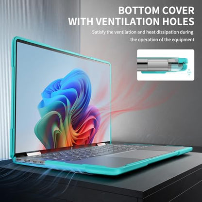 Heavy Duty Case for 14" HP Envy X360 2-in-1 2K Touch-Screen Laptop 2024 Release Shockproof Hard Shell Matte Translucent Anti-Fingerprint Protective Cover with TPU-Covered Edge (Blue) - color: Blue